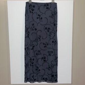 Divine Skirt Sz Small Dark Gray with Black Velvet Floral and Sheer Lace Overlay